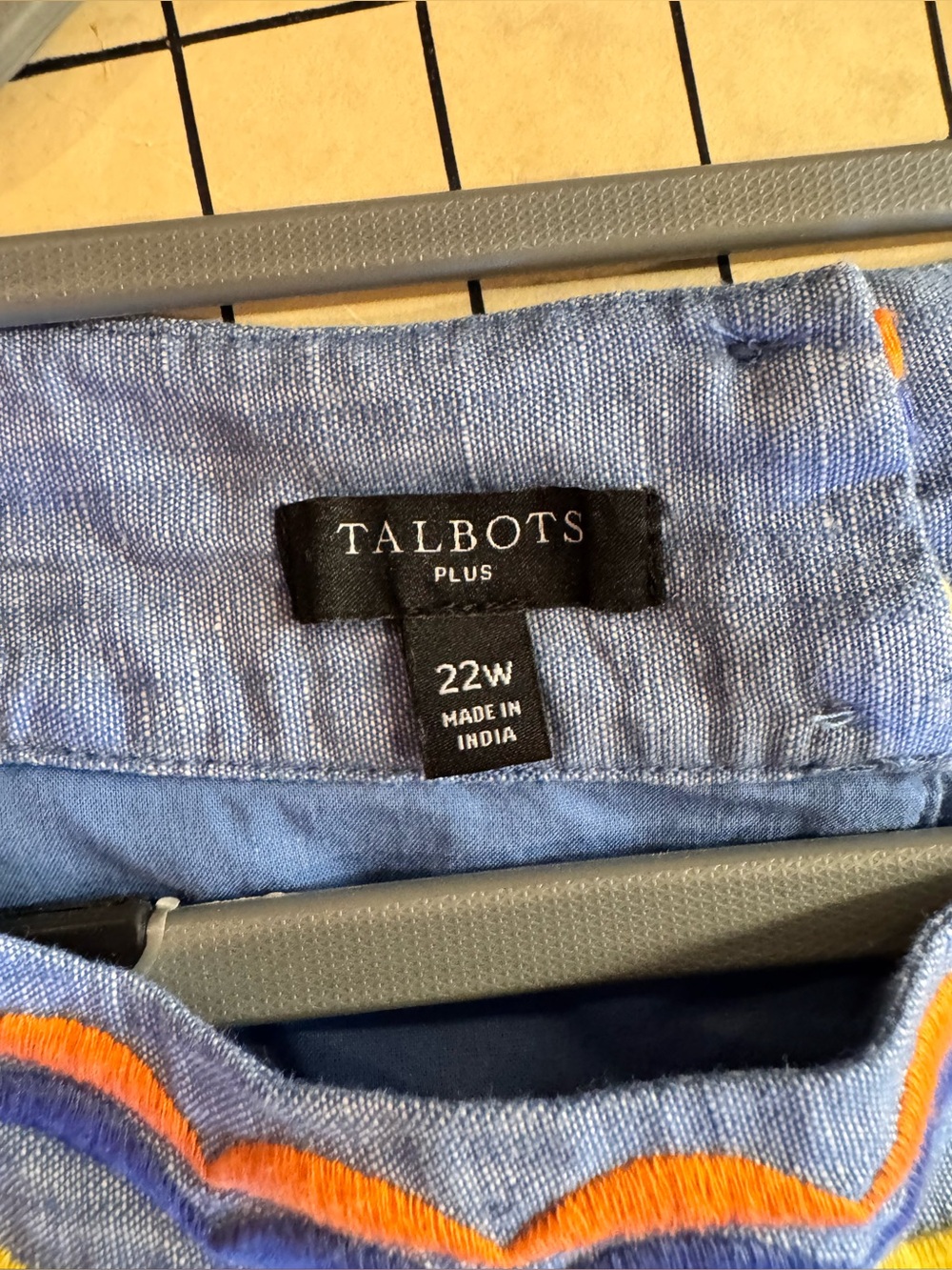 Talbots Embroidered Size 22W Linen-Blend Sleeveless Shift Dress - Picture 3 of 6